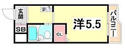 メゾン・ド・御影パート1 ワンルームの間取図画像
