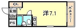 ダイドーメゾン芦屋 ワンルームの間取図画像