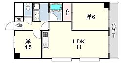 ロイヤル浜芦屋 1LDKの間取図画像