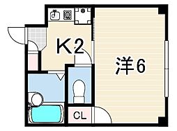 峰住吉ハイツ 1Kの間取図画像