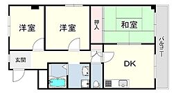 青木グリーンハイツ 3DKの間取図画像