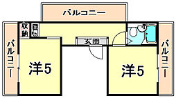 アメニティ東神戸五番館 2Kの間取図画像