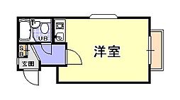 ライフイン芦屋弐番館 ワンルームの間取図画像