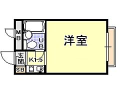 ライフイン芦屋弐番館 ワンルームの間取図画像