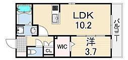 ネオメゾン東灘 1LDKの間取図画像
