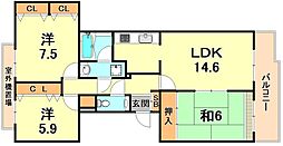 シュネルパークレジデンス 3LDKの間取図画像