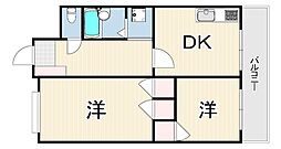 ニューライフ岡本 2DKの間取図画像