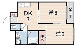 グランヴィア甲南 2LDKの間取図画像