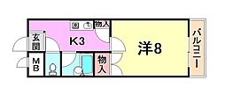 ソレアード 1Kの間取図画像