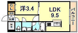 メゾンドリベルテ 1LDKの間取図画像