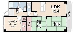 オルテンシアKOBE 3LDKの間取図画像