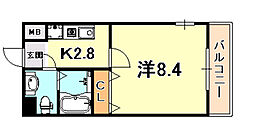 ライジングコート深江本町フラワーパーク 1Kの間取図画像