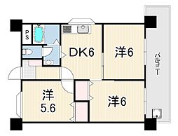 甲南セゾン東灘 3DKの間取図画像