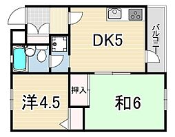 東灘本庄町アーバンコンフォート 2DKの間取図画像