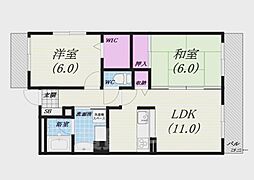 クオリティ西芦屋2 2LDKの間取図画像