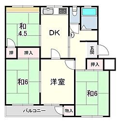 渦森団地7号館 4DKの間取図画像