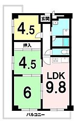相川松山公園マンション2号棟 3DKの間取図画像