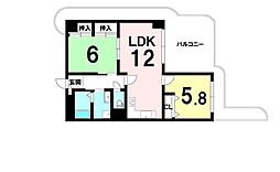 エバーグリーン淀川2号館 2LDKの間取図画像