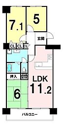 ファミールハイツ北大阪4号棟 3LDKの間取図画像