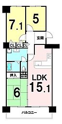 ファミールハイツ北大阪4号棟 3LDKの間取図画像