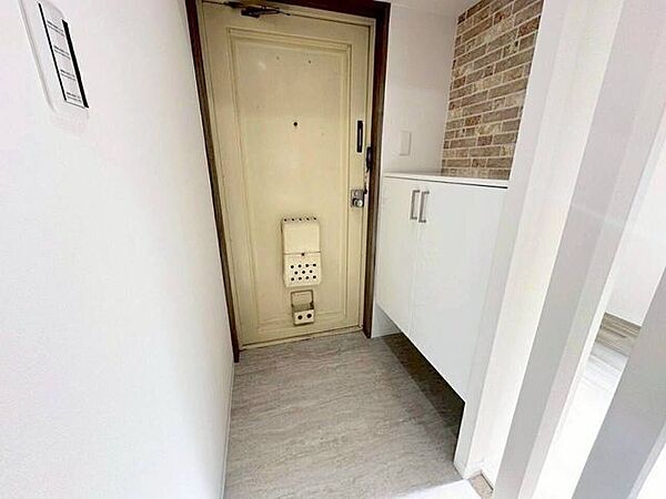 ロータイプのシューズボックスを備えた機能的な玄関。天板部分はキーケースやインテリアを飾るスペースとして活用でき、足元の浮かせ構造により履き頻度の高い靴もすっきりと置くことができます。