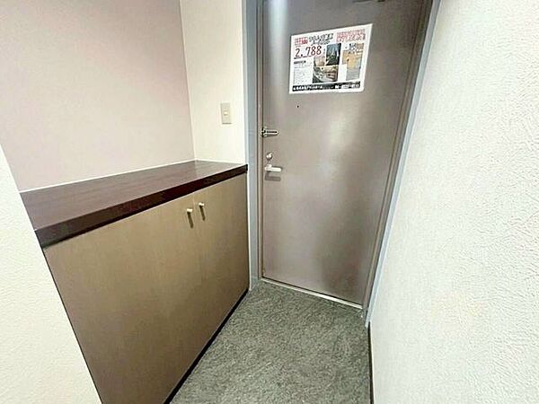 ローボードタイプのシューズボックスを備えた玄関。靴をすっきりと収納できるほか、カウンター部分を活用して鍵や小物を置いたりインテリアを飾ったりと実用的に使えます。