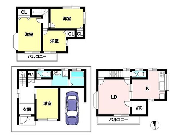 4LDK土地面積　60.01m2延床面積　104.49m2
