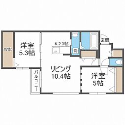 ビッグレジデンス山の手 2LDKの間取図画像
