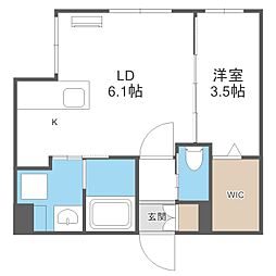 札幌市白石区東札幌五条2丁目マンション 1LDKの間取図画像