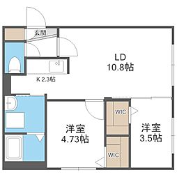 札幌市豊平区平岸三条11丁目マンション 2LDKの間取図画像