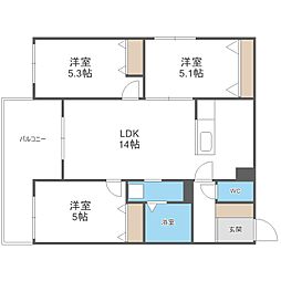メニーズコート栄南プレミア 3LDKの間取図画像