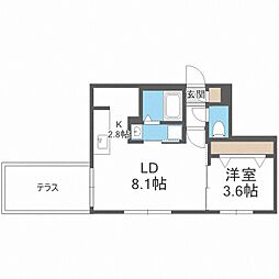 札幌市白石区南郷通7丁目南マンション 1LDKの間取図画像