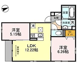 ディールーム北斎 2LDKの間取図画像