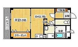 ウエスト・リヴァー 1DKの間取図画像