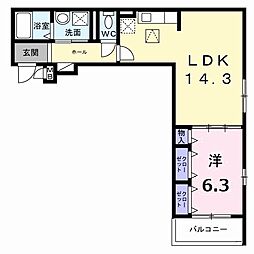 プレミアスペースII 1LDKの間取図画像