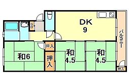 垂水農住5号棟 3DKの間取図画像