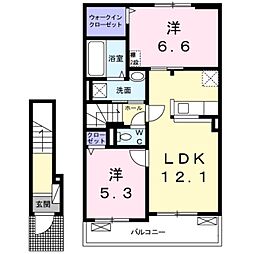 アルコバレーノ7サウス 2LDKの間取図画像