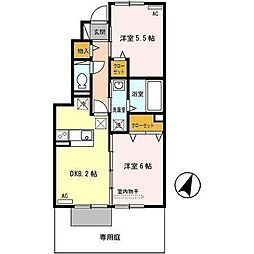キャンフルローレル 2DKの間取図画像