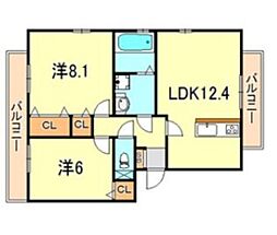 グランドアトリオ神戸西C 2LDKの間取図画像
