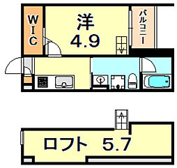 Y'svillage馬場通 1Kの間取図画像