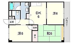 サンコート垂水 3DKの間取図画像