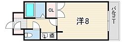 エスポワール大津和 1Kの間取図画像