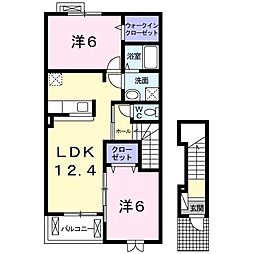 プリエール 2LDKの間取図画像