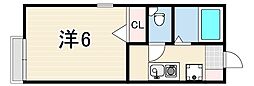 キャンパス本多聞 ワンルームの間取図画像