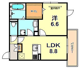 YKメゾン向陽 1LDKの間取図画像