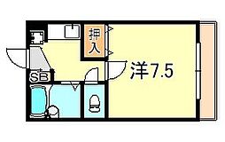 ジュネス・フォーション 1Kの間取図画像
