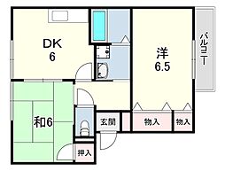 サンモール星ケ丘 2DKの間取図画像