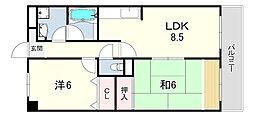 パストラル松本 2DKの間取図画像