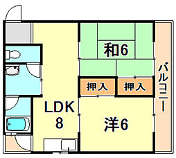 中西マンション 2LDKの間取図画像