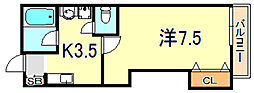 ハイツ堀田学生寮 1Kの間取図画像